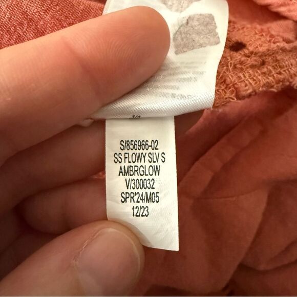 Old Navy Blouse Top Womens Sz XXL Coral Lace Peasant Cottagecore Boho Summer - Picture 8 of 10